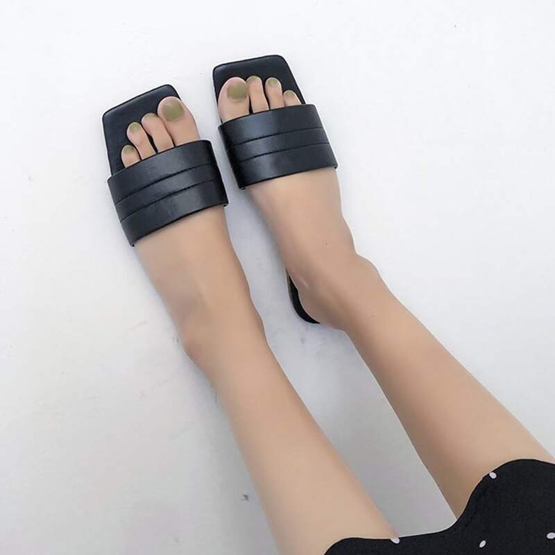 

Minimalist Quilted Slide Sandals, Black