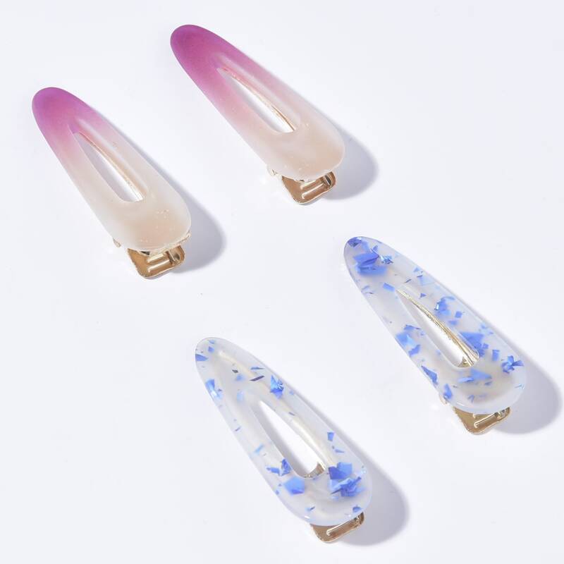 

4pcs Acetic Acid Hair Clip, Multicolor