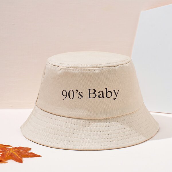 

Letter Graphic Bucket Hat, Beige