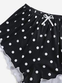 3入組波點圖案木耳邊睡衣套裝 - 黑色 - 查看 3