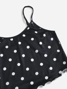 3入組波點圖案木耳邊睡衣套裝 - 黑色 - 查看 4