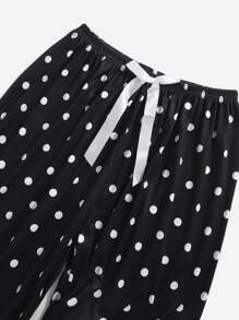 3入組波點圖案木耳邊睡衣套裝 - 黑色 - 查看 6