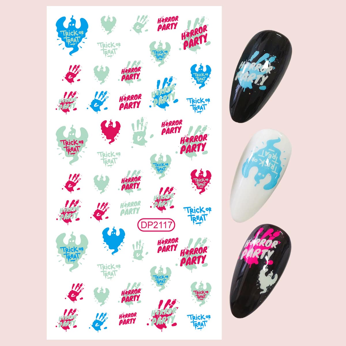 

1sheet Halloween Letter Graphic Nail Art Sticker, Multicolor