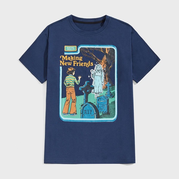 

Guys Letter Figure Graphic Tee, Navy blue