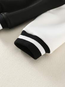 Girls Letter Patched Colorblock Contrast Trim Varsity Jacket