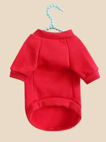 1pc Plain Pet Sweatshirt - Red - View 3
