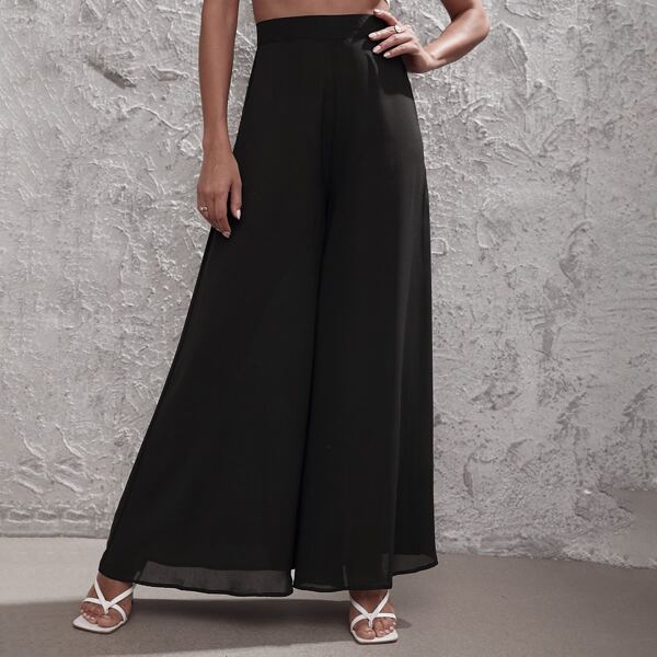 

High Waist Wide Leg Pants, Black