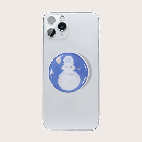 

Cartoon Astronaut Pattern Stand-Out Phone Grip, Blue