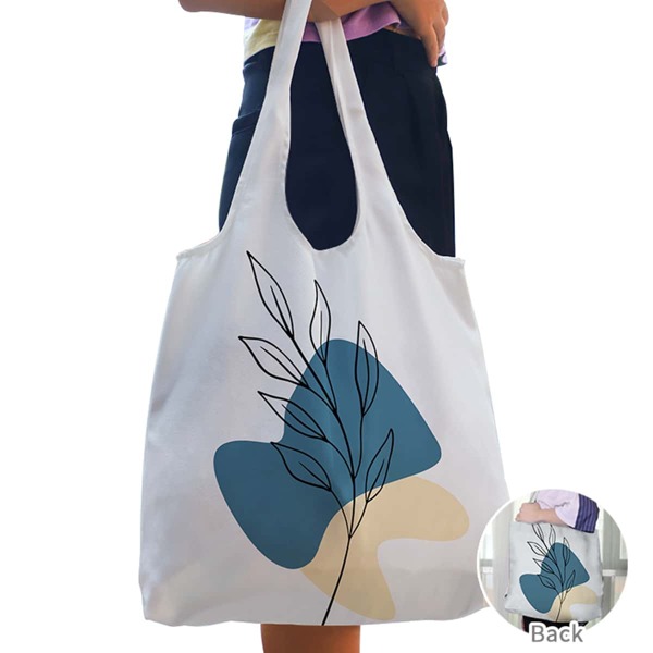 

Colorblock Leaf Graphic Shopper Bag, White