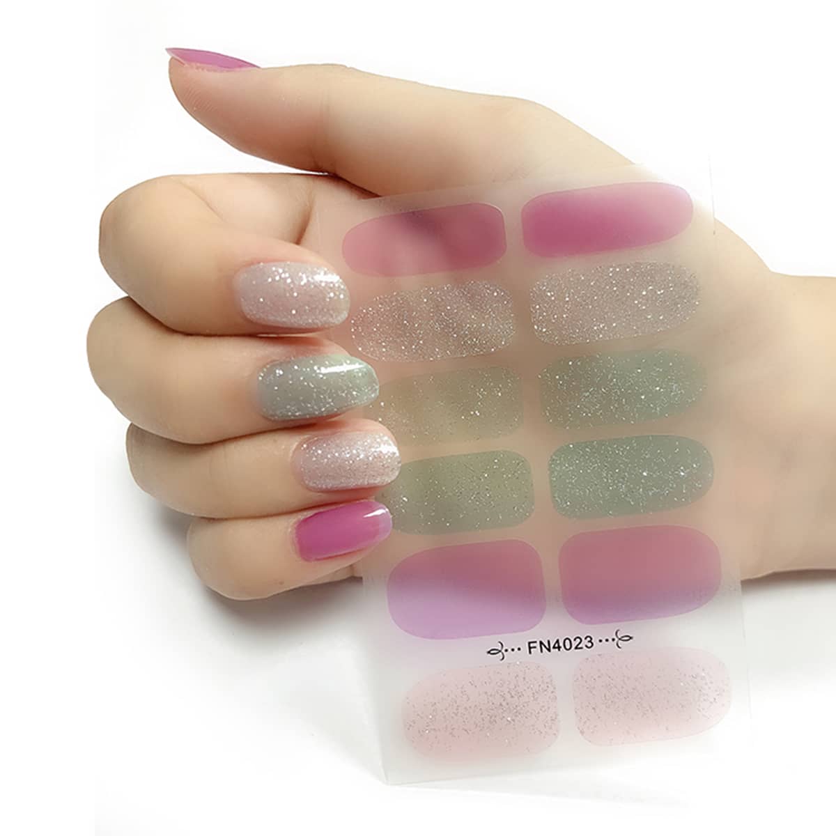 

1sheet Glitter Nail Art Sticker, Multicolor