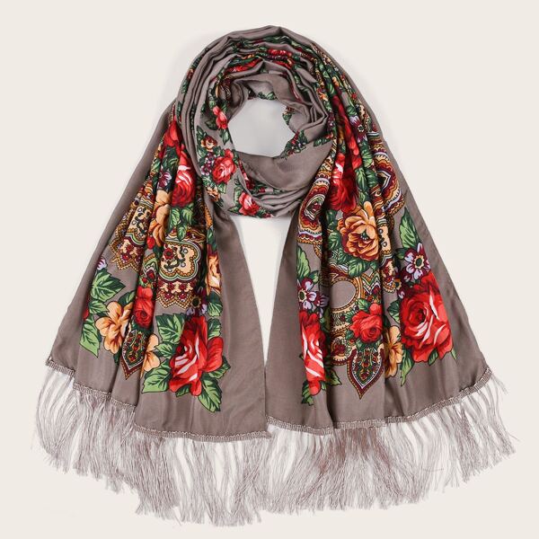 

Flower Print Scarf, Multicolor