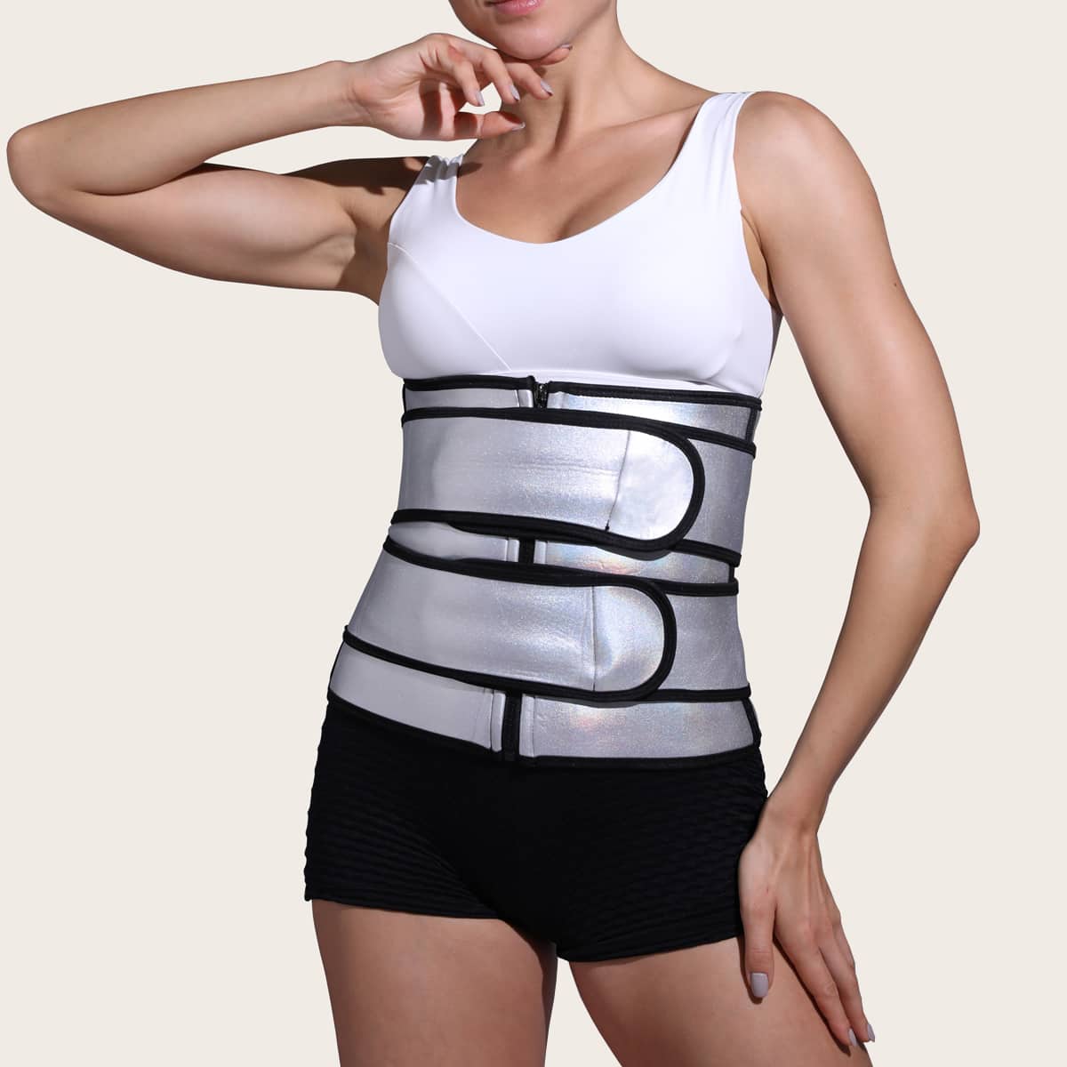 

Sports Body Shaping Sweat Belt, Silver