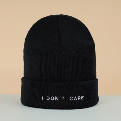 Slogan Embroidery Beanie