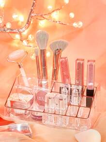 SHEIN Exclusivo Organizador de Maquillaje Multifunción BASIC LIVING -Con borde de color oro rosa - transparente - Ver 2