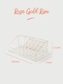 SHEIN Exclusivo Organizador de Maquillaje Multifunción BASIC LIVING -Con borde de color oro rosa - transparente - Ver 7