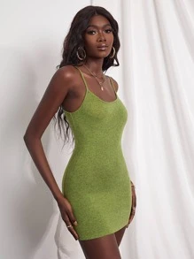 Chiquease Vestido ajustado tejido jaspeado - Verde Lima - Ver 4