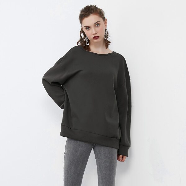

Solid Drop Shoulder Sweatshirt, Dark grey