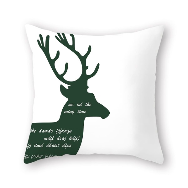 

Deer Print Cushion Cover Without Filler, Green