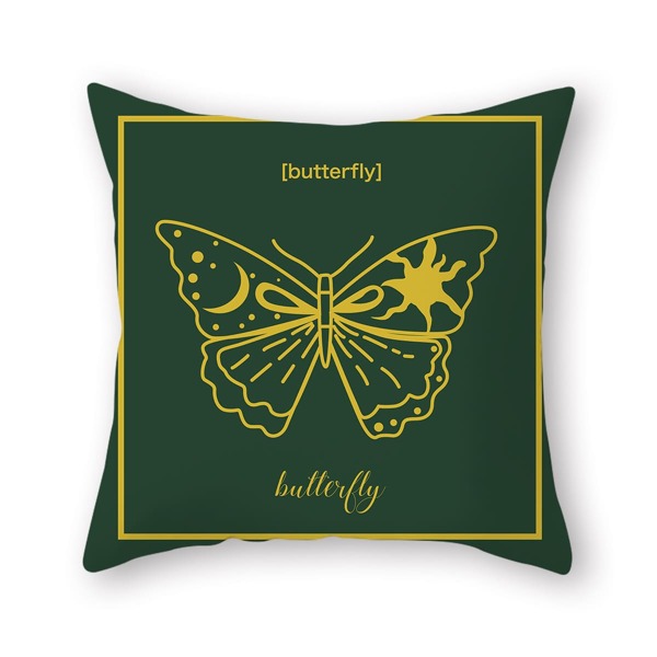 

Butterfly Print Cushion Cover Without Filler, Green