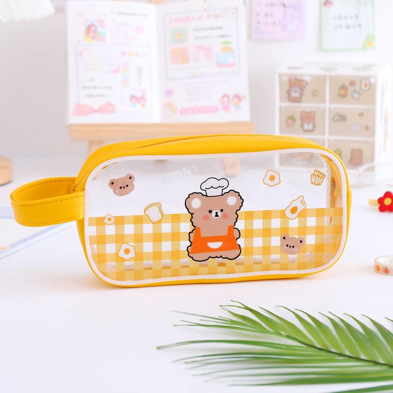 

Cartoon Bear Print Pencil Bag, Yellow