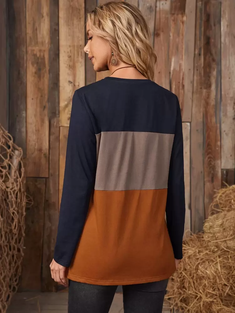 カラーブロック スリットヘム ハイ&ローシャツ