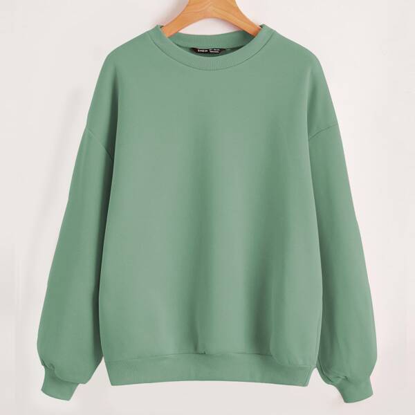 

Drop Shoulder Solid Pullover, Mint green