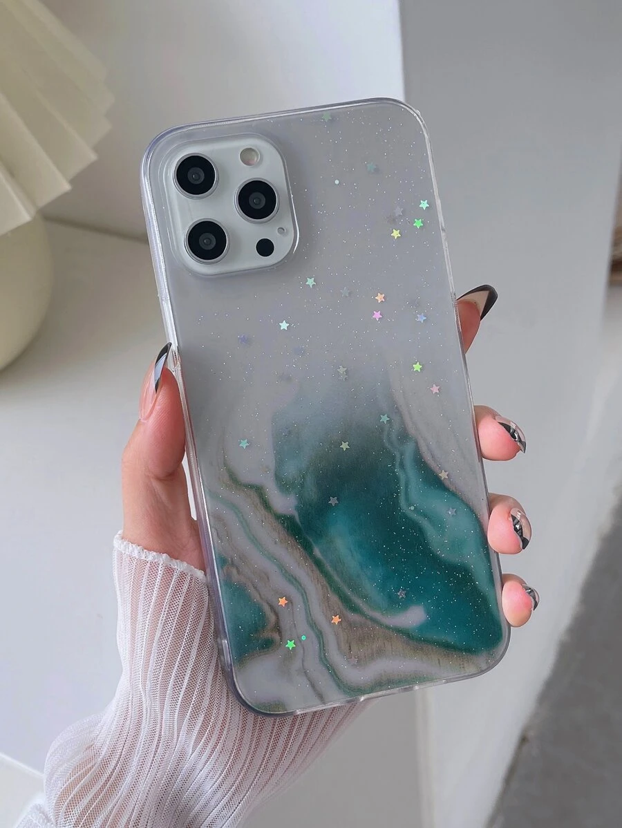 Marble Pattern Case Compatible With iPhone - Clear - View 1