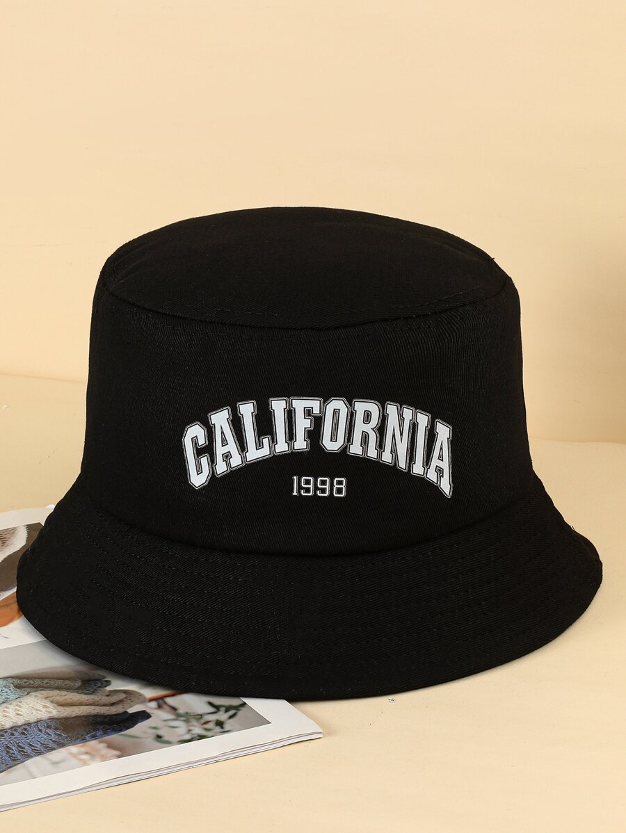 Sombrero cubo con estampado de letra - Negro - Ver 1