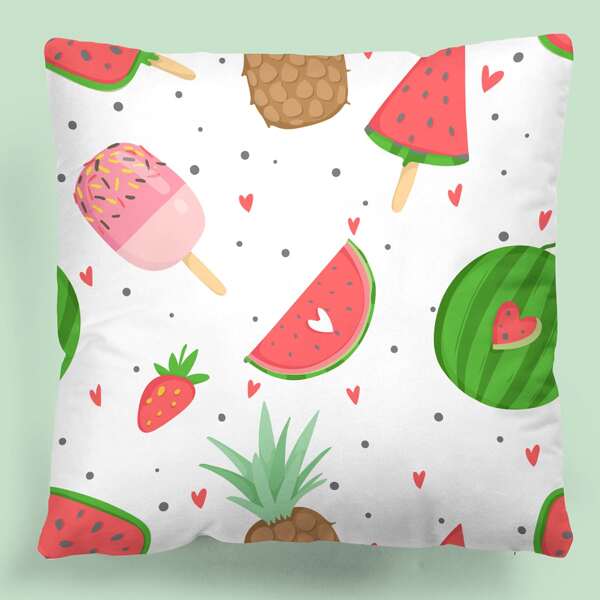 

Kids Fruit Print Cushion Cover Without Filler, Multicolor