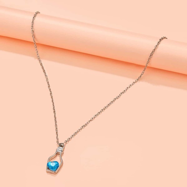 

Heart & Bottle Charm Necklace, Blue