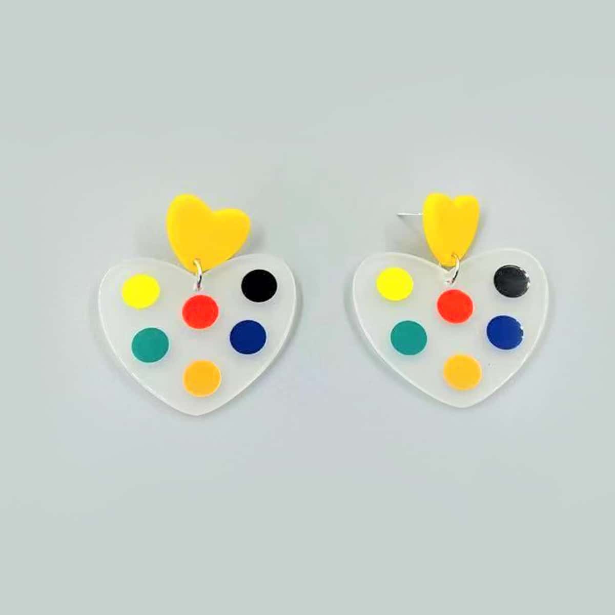

Heart Charm Earrings, Clear