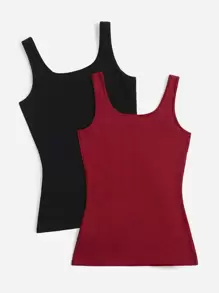 Muchica 2pcs Scoop Neck Tank Top - Multicolor - View 2