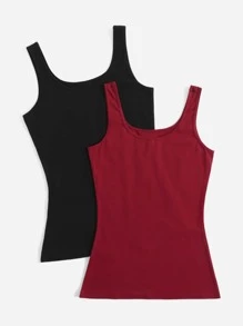 Muchica 2pcs Scoop Neck Tank Top - Multicolor - View 3