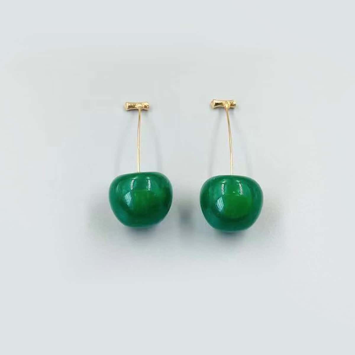 

Cherry Design Earrings, Dark green