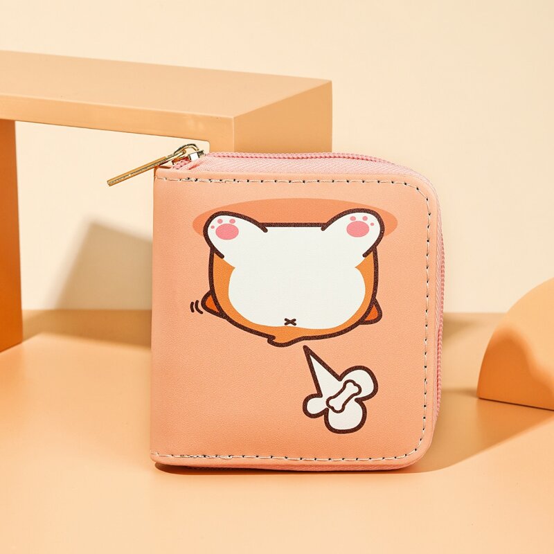 

Cartoon Graphic Zip Around Purse, Orange