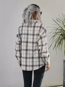 EMERY ROSE 格紋補丁貼口袋落肩袖外套