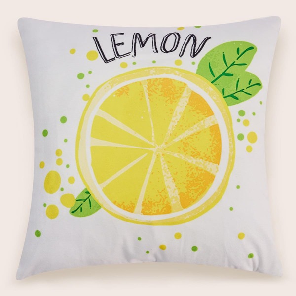 

Lemon Print Cushion Cover Without Filler, Multicolor