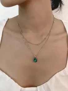 2入組水滴墜飾項鍊 - 銀色 - 查看 1