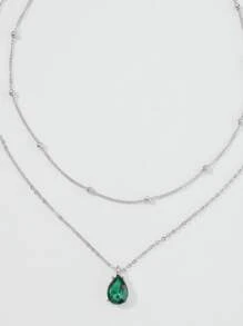 2入組水滴墜飾項鍊 - 銀色 - 查看 3