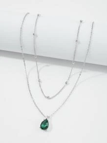 2入組水滴墜飾項鍊 - 銀色 - 查看 4