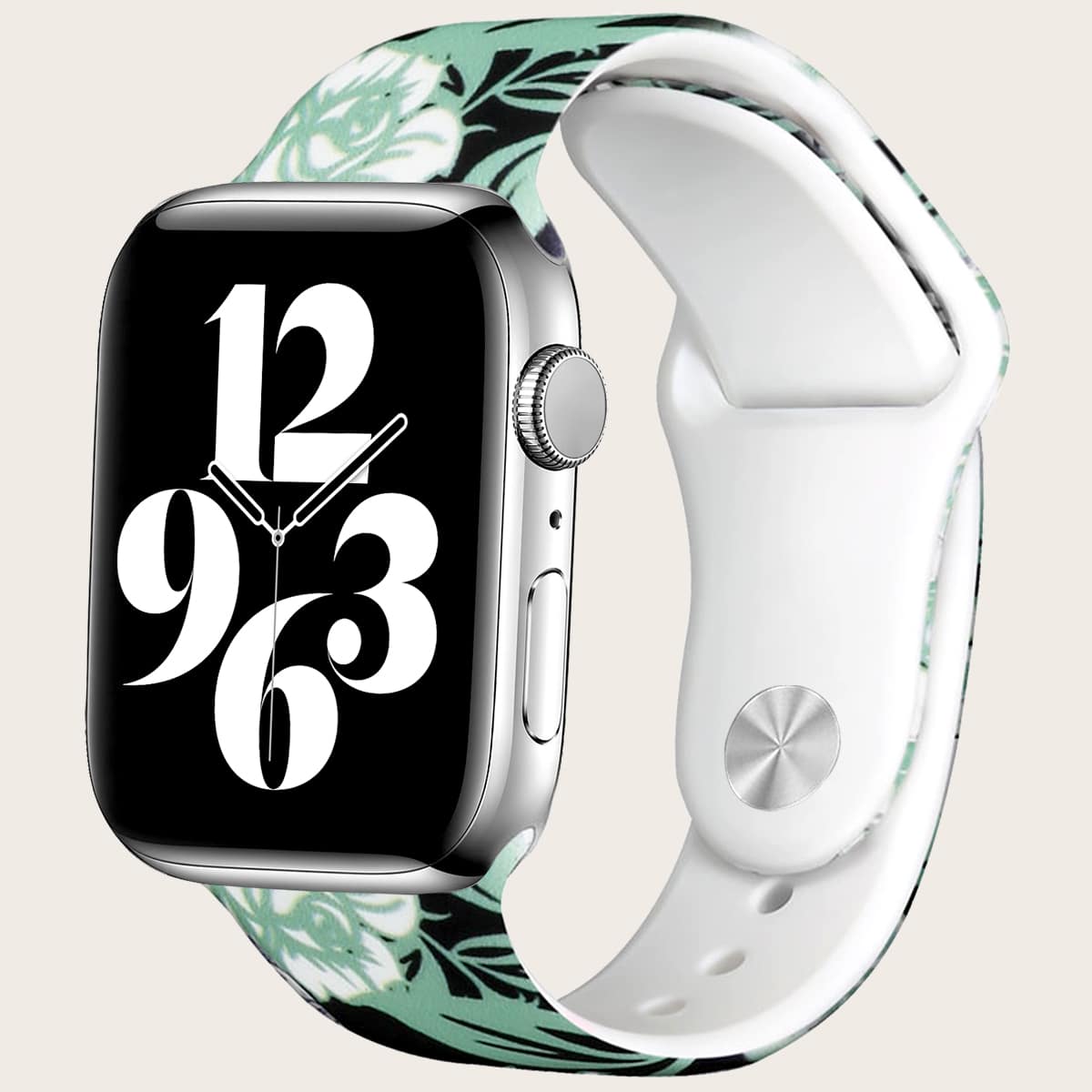 

Flower Painted Silicone Watchband For iWatch, Mint green