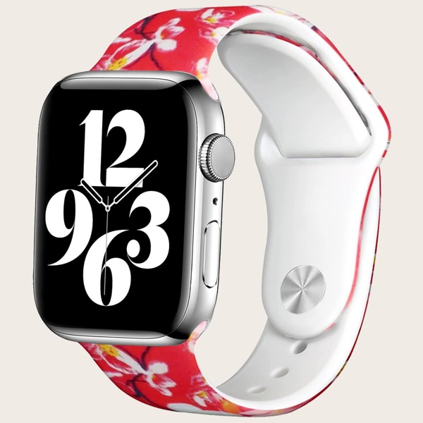 

Flower Painted Silicone Watchband For iWatch, Watermelon pink