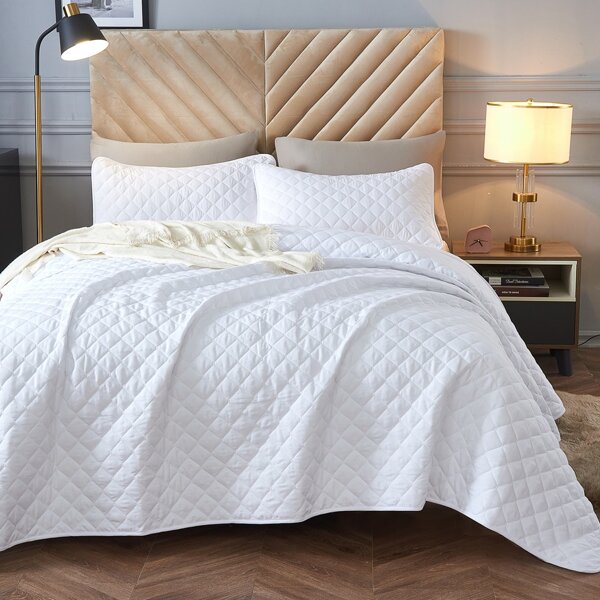 

Solid Color Quilt Set Without Filler, White