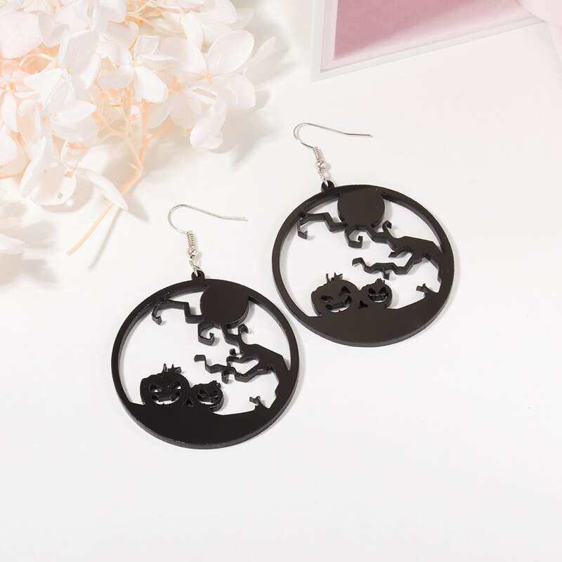

Halloween Pumpkin Drop Earrings, Black