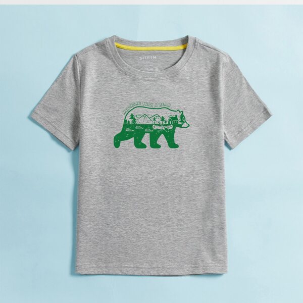 

Toddler Boys Bear Print Tee, Grey