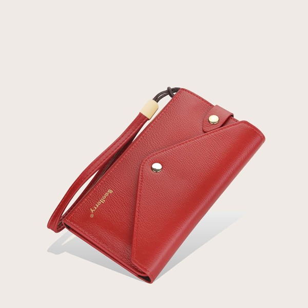 

Letter Graphic Snap Button Purse, Red
