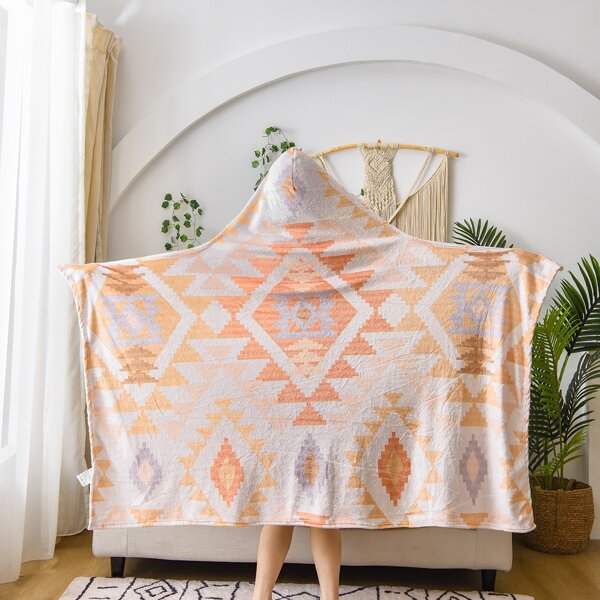 

Одеяло с геометрическим узором и капюшоном, Многоцветный