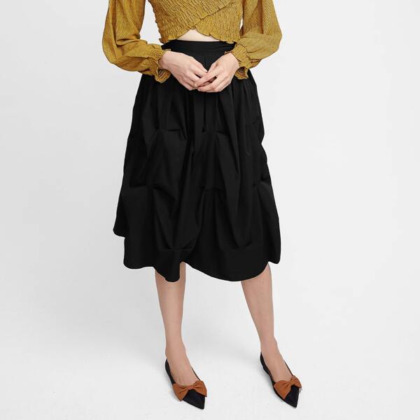 

High Waist Fold Skirt, Black