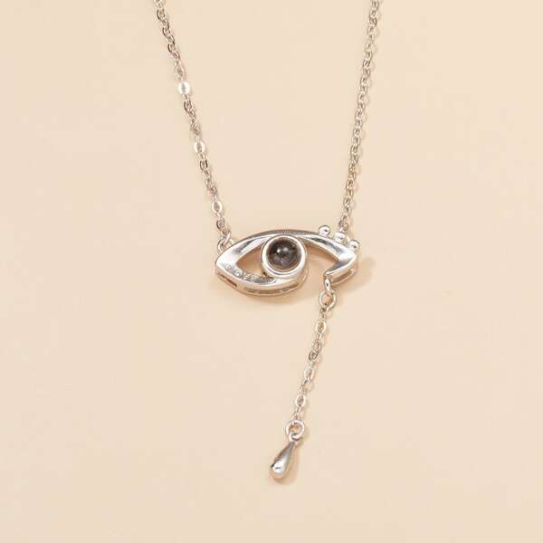 

Eye Charm Necklace, Silver