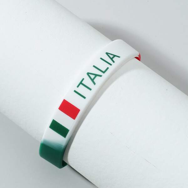 

Men Letter Graphic Silicone Bracelet, Multicolor